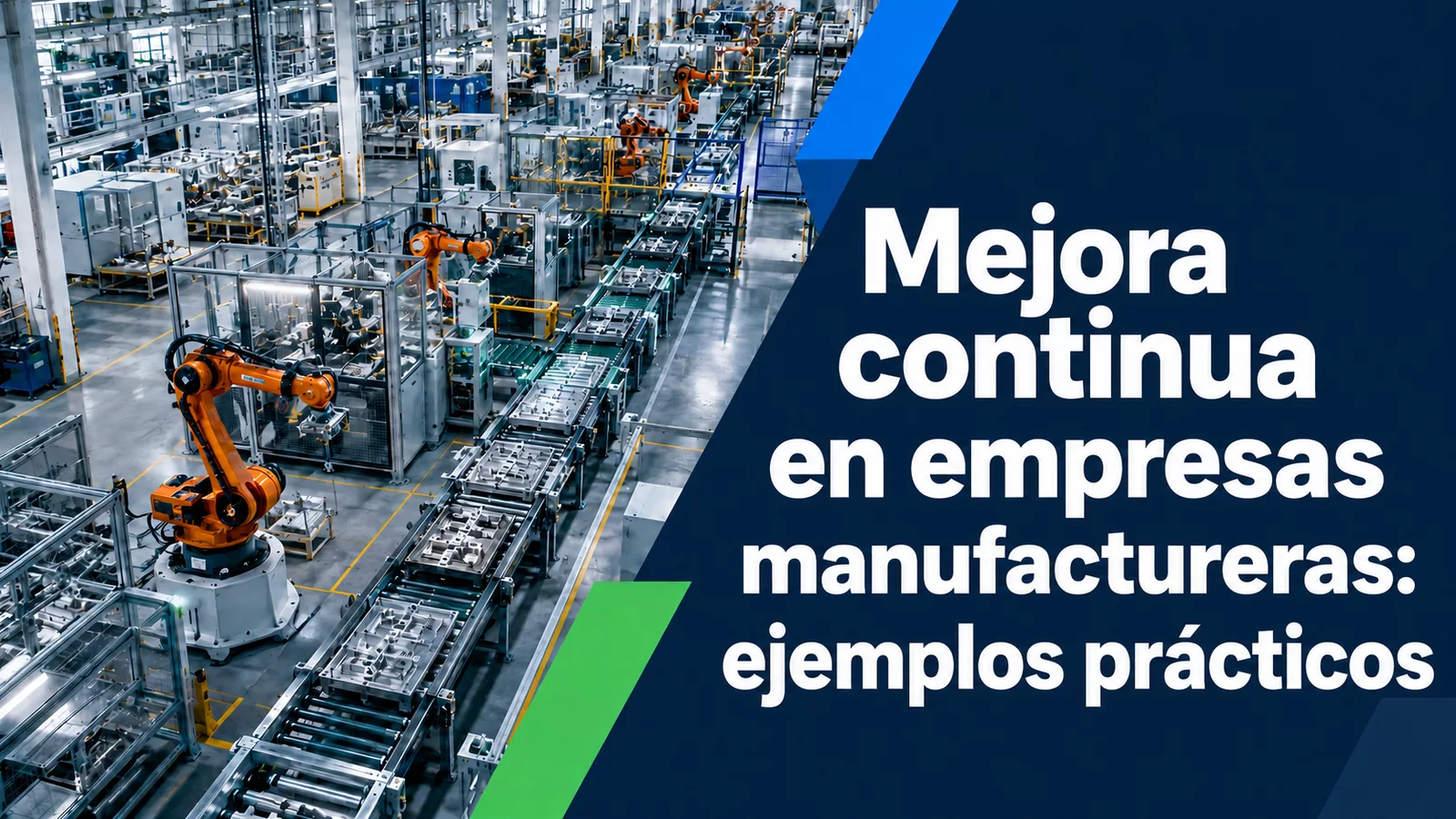 Equipo de manufactura analizando mejoras en una línea de producción industrial
